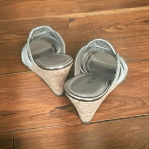 Michael Shannon Size 6 Metallic Grey Platform Wedge